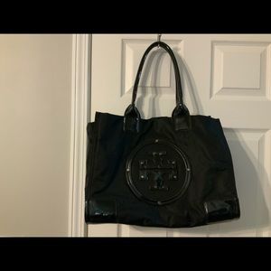 Tory Burch nylon and pu patent leather large tote